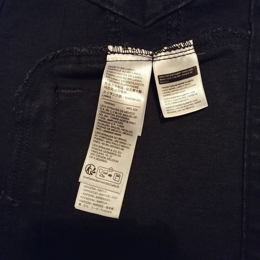 Levi's Black Hybrid Denim Hoodie Original Trucker Jacket Size M - Picture 8 of 12